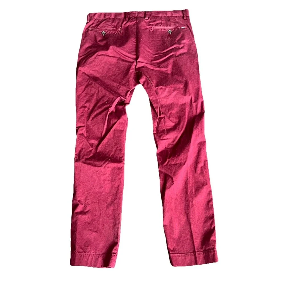 Polo Ralph Lauren Pants Mens 32x30 Straight Fit Flat Front Pony Chino‎ Maroon